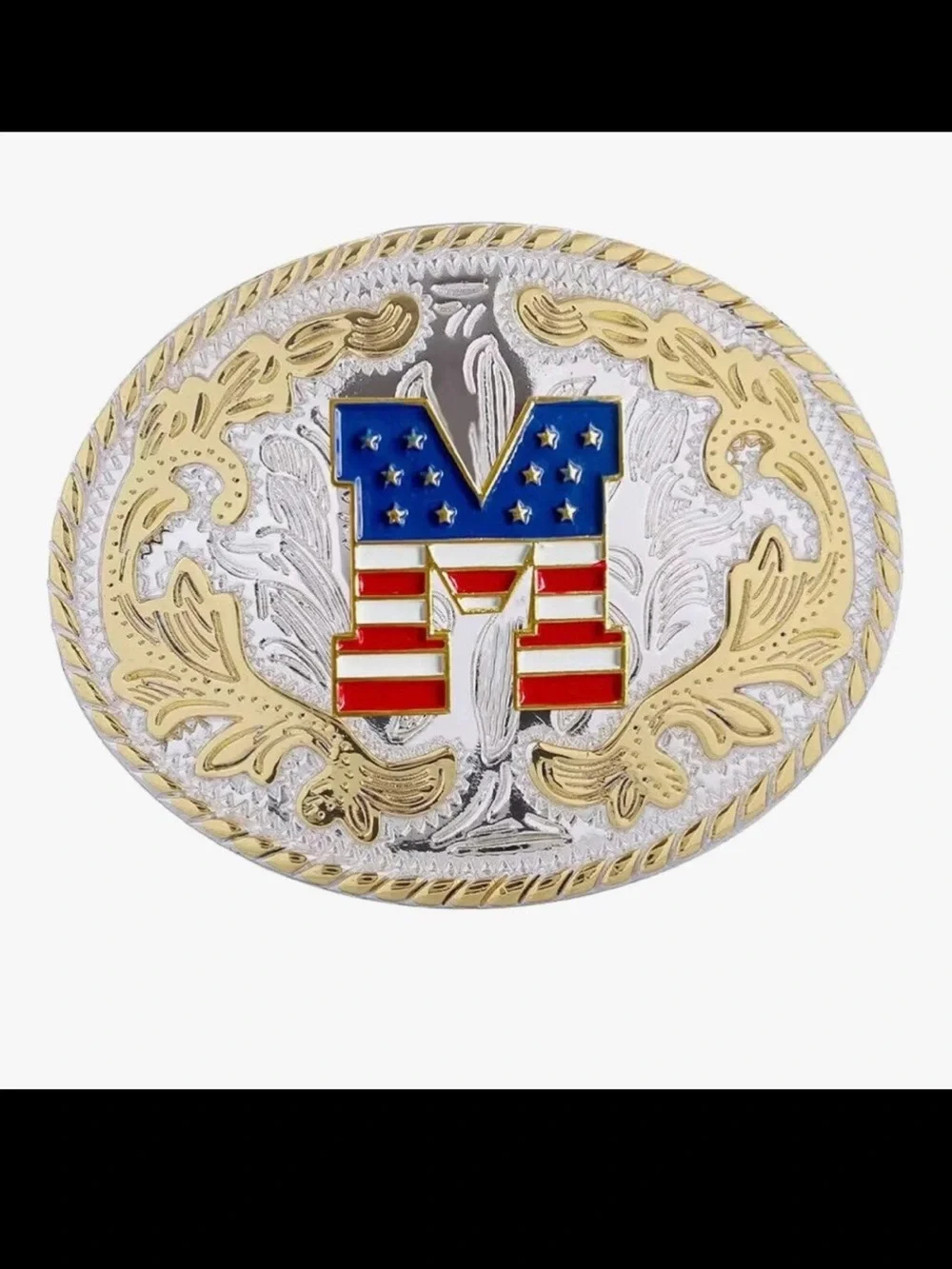 Western Letter M US Flag Fashion Unisex Belt Buckle
